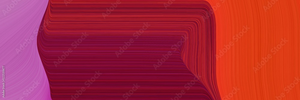Poster moving banner design with medium orchid, orange red and dark pink colors. dynamic curved lines with 