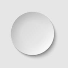 White empty plate. Mockup isolated on white background.