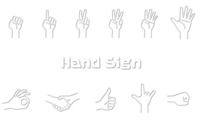 立体的なハンドサインのイラスト