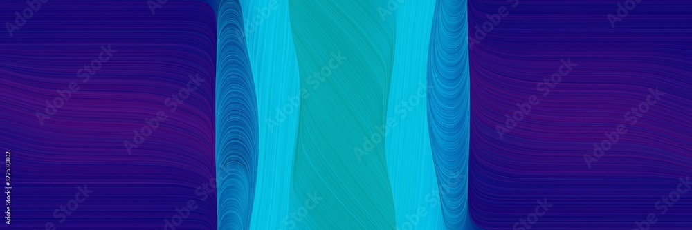 Poster artistic header with dark turquoise, midnight blue and strong blue colors. dynamic curved lines with