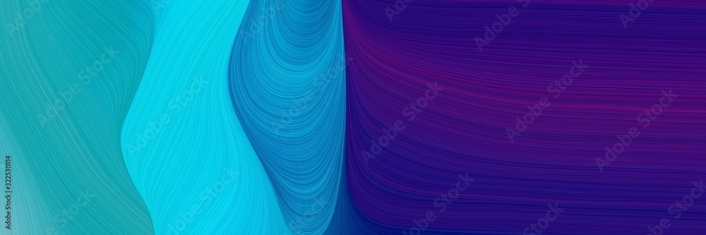 Poster modern header with midnight blue, dark turquoise and strong blue colors. dynamic curved lines with f