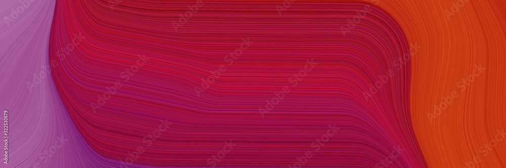 Aufkleber colorful designed horizontal header with firebrick, antique fuchsia and crimson colors. dynamic curved lines with fluid flowing waves and curves