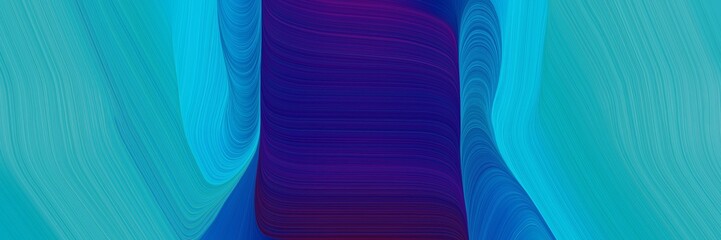 moving banner with light sea green, midnight blue and very dark violet colors. dynamic curved lines with fluid flowing waves and curves