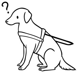 盲導犬のイラスト_？マーク