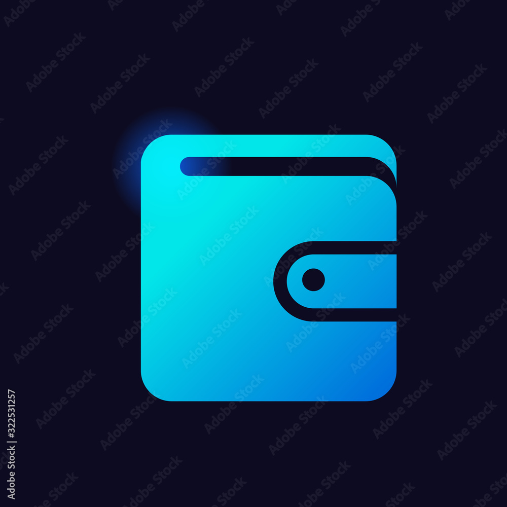 Poster wallet sign glowing neon icon banking icons for ui and ux website or mobile app vector illustration