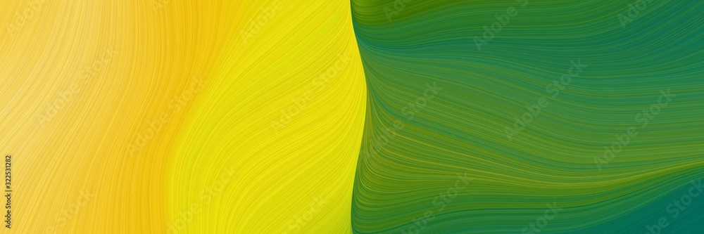 Aufkleber colorful header design with vivid orange, forest green and tangerine yellow colors. dynamic curved lines with fluid flowing waves and curves