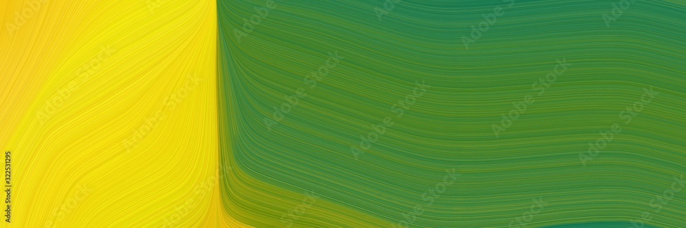 Poster surreal banner with gold, dark olive green and olive drab colors. dynamic curved lines with fluid fl