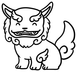 シンプルなシーサーのイラスト(アウトライン)