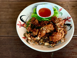 Garlic Fried Frog Thai food menu. - stock photo //Image