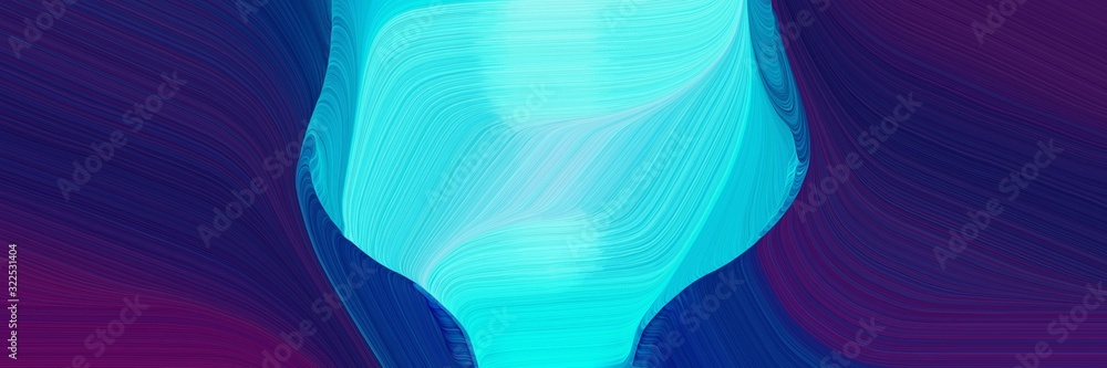 Leinwandbilder decorative horizontal header with midnight blue, turquoise and strong blue colors. dynamic curved li