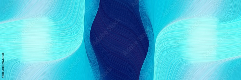 Aufkleber decorative designed horizontal header with sky blue, midnight blue and pale turquoise colors. dynamic curved lines with fluid flowing waves and curves