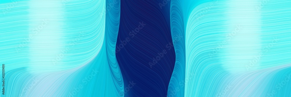 Aufkleber surreal designed horizontal header with midnight blue, aqua marine and pale turquoise colors. dynamic curved lines with fluid flowing waves and curves