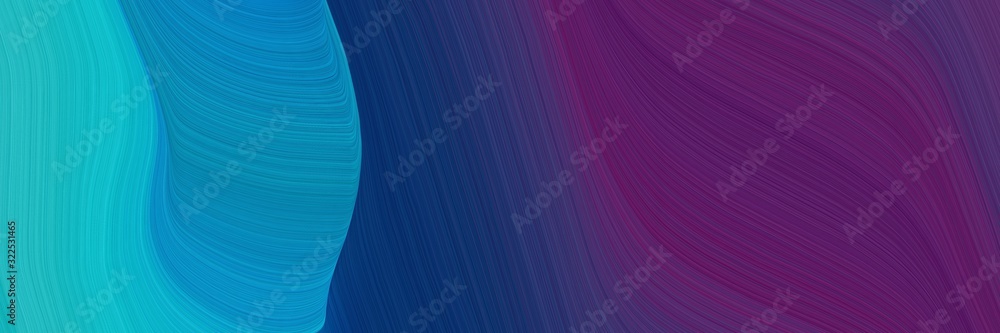Poster artistic designed horizontal banner with light sea green, very dark magenta and midnight blue colors