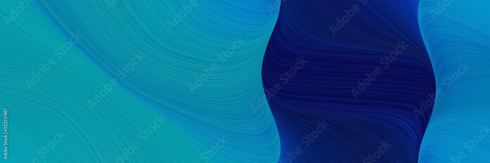 Aufkleber moving header design with dark cyan, midnight blue and strong blue colors. dynamic curved lines with fluid flowing waves and curves