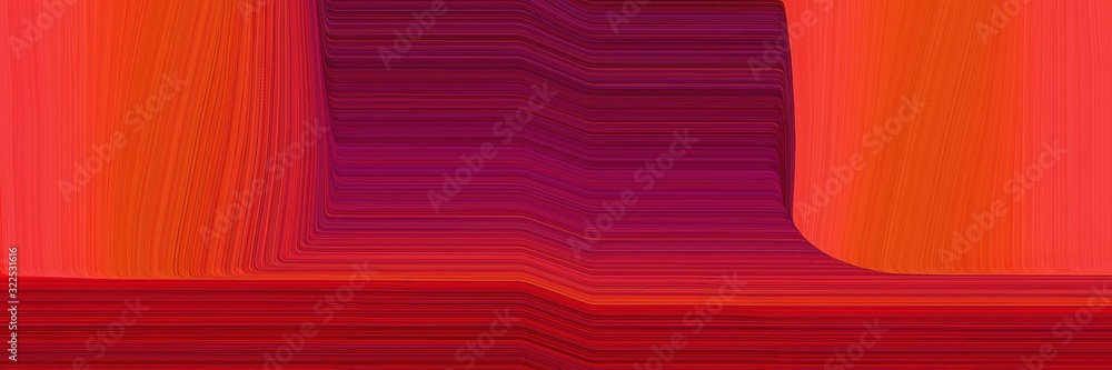 Poster dynamic designed horizontal header with crimson, dark pink and orange red colors. dynamic curved lines with fluid flowing waves and curves