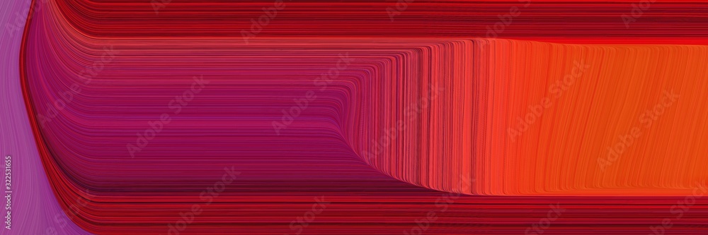 Aufkleber colorful horizontal header with firebrick, orange red and very dark pink colors. dynamic curved lines with fluid flowing waves and curves