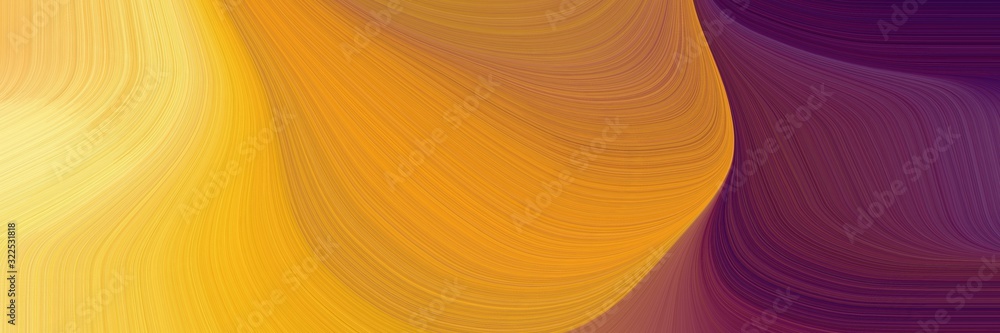 Aufkleber modern horizontal header with golden rod, very dark magenta and khaki colors. dynamic curved lines with fluid flowing waves and curves