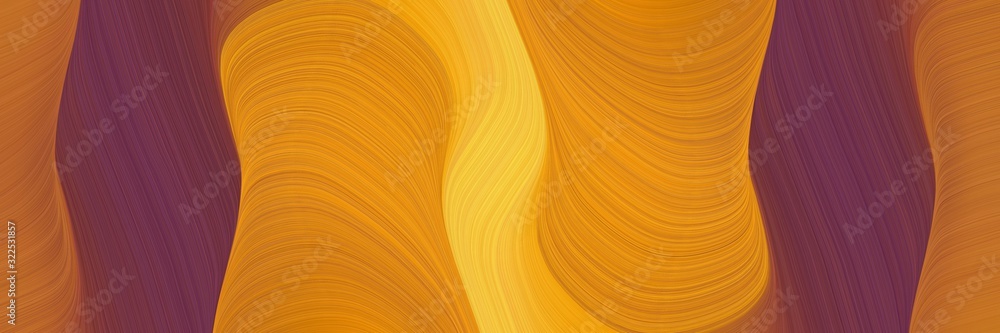 Poster artistic header with bronze, old mauve and pastel orange colors. dynamic curved lines with fluid flowing waves and curves