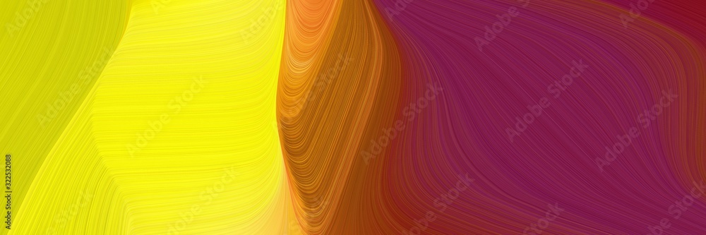 Poster decorative designed horizontal header with dark moderate pink, gold and bronze colors. dynamic curved lines with fluid flowing waves and curves