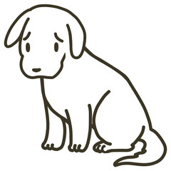 座っている犬のイラスト_困り顔