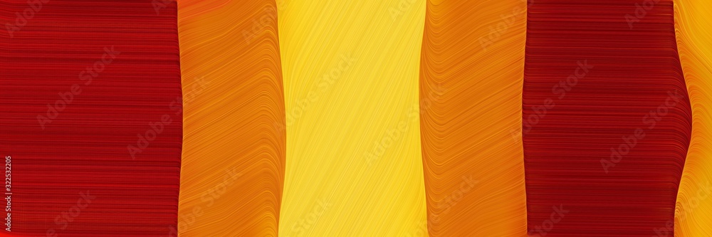 Poster colorful horizontal header with maroon, vivid orange and dark orange colors. dynamic curved lines wi
