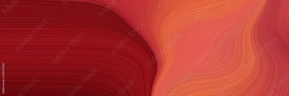 Poster artistic banner with firebrick, tomato and dark red colors. dynamic curved lines with fluid flowing waves and curves