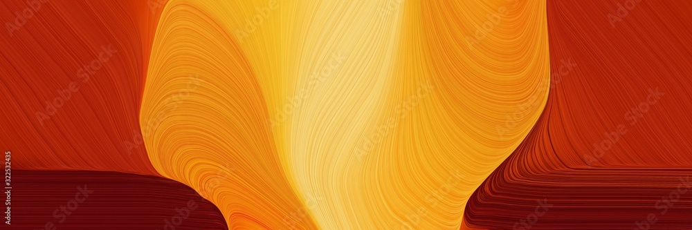 Poster surreal banner design with firebrick, pastel orange and dark red colors. dynamic curved lines with f