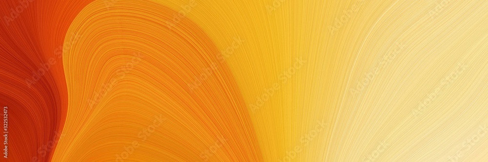 Poster modern banner with golden rod, firebrick and khaki colors. dynamic curved lines with fluid flowing w
