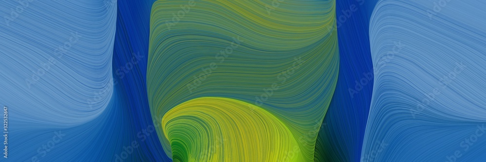 Poster artistic horizontal header with steel blue, olive drab and sea green colors. dynamic curved lines wi