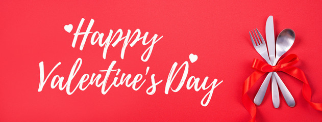 Valentine's Day holiday dating meal, banquet greeting card design concept - White plate with...