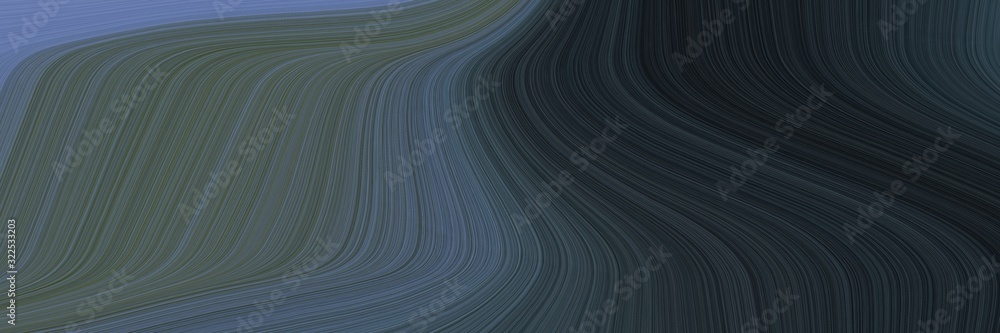 Poster artistic horizontal header with very dark blue, dim gray and slate gray colors. dynamic curved lines