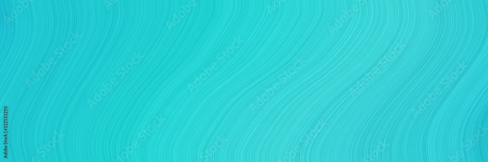 Poster flowing designed horizontal banner with turquoise and light sea green colors. dynamic curved lines with fluid flowing waves and curves