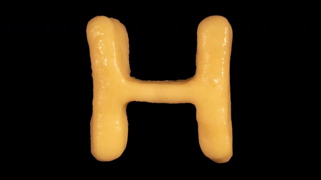 Cookie letter H, baking time lapse, top view, include two versions writing and appear, all English alphabet in portfolio, made from real dough, transparent or black background, letter with shadow