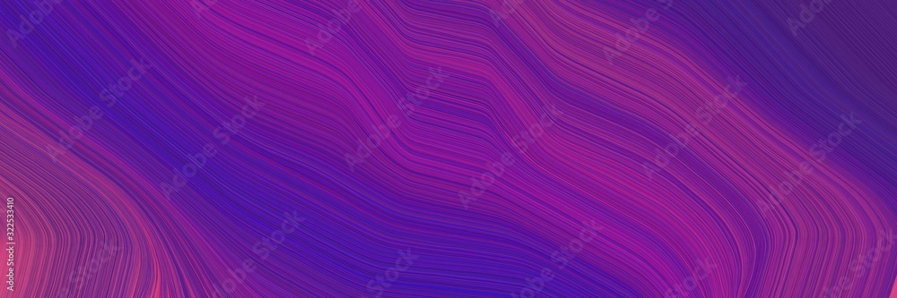 Poster modern horizontal header with indigo, dark magenta and mulberry  colors. dynamic curved lines with fluid flowing waves and curves