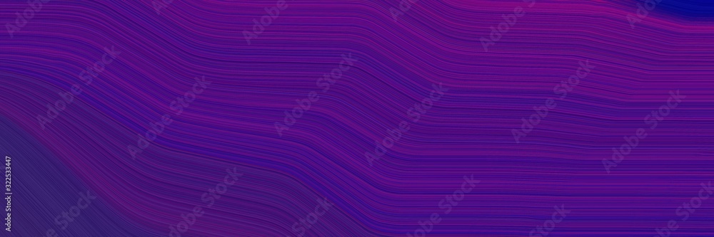 Poster decorative designed horizontal banner with indigo, purple and midnight blue colors. dynamic curved l