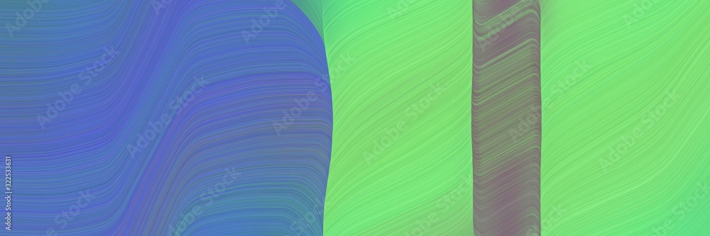Poster modern horizontal header with pastel green, steel blue and gray gray colors. dynamic curved lines wi