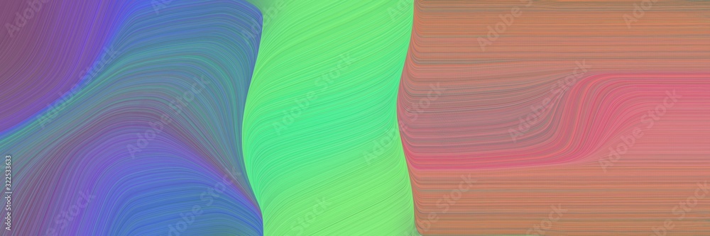 Poster flowing designed horizontal header with gray gray, light coral and pastel green colors. dynamic curv