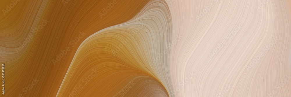Poster colorful designed horizontal banner with pastel gray, brown and tan colors. dynamic curved lines wit