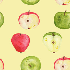 pattern of watercolor apples