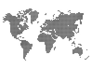 Fototapeta na wymiar Dotted map of World. Halftone design. Simple flat vector illustration