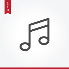 Musical note vector icon in modern style for web site and mobile app