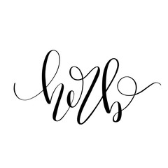 Herb, elegant brushpen lettering for gardening lovers. Isolated vector lettering, bouncing calligraphy writing with flourishes, black ink handwriting typography poster