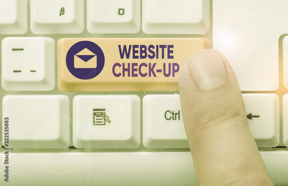 Poster conceptual hand writing showing website check up. concept meaning an examination of a website to see