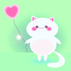 funny cat with heart greeting card