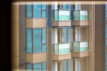 Not ready balconies in condominium under construction.