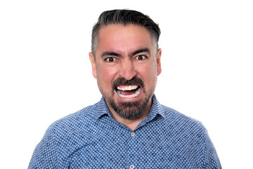Obraz premium Portrait of angry man wearing blue shirt