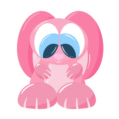 A Cute Cartoon Bunny Rabbit Character for Easter or Children's Story In Pink