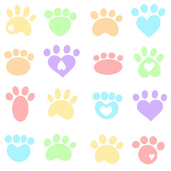 A Cute Collection of Animal Silhouette Prints Like Cut or Dog Cartoon Illustration Vector Style, Some With Hearts