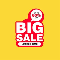 Big Sale Sign Shape Banner Design, Discount Banner Template Vector for advertising, social media, web banner