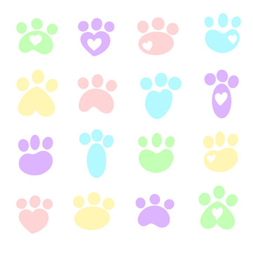 A Cute Collection of Animal Silhouette Prints Like Cut or Dog Cartoon Illustration Vector Style, Some With Hearts